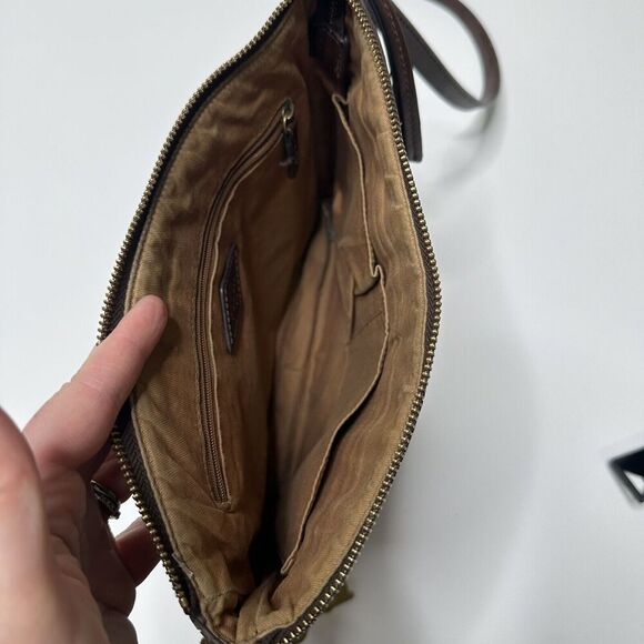 Fossil Purse Brown With Yellow Black Cream Arrows Golden Key Shoulder Bag - Picture 5 of 13